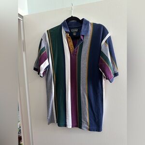 Vintage men’s Preswick & Moore Multicolor retro striped polo shirt